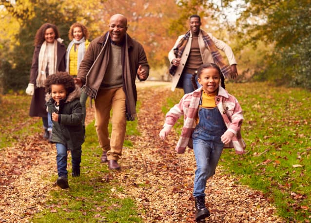 Retired grandparents spending time with their grandchildren